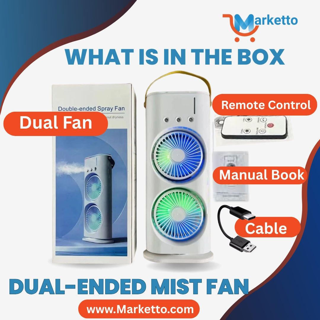 Double-Ended Spray Fan – Rechargeable Dual Cooling Mist Fan with Remote