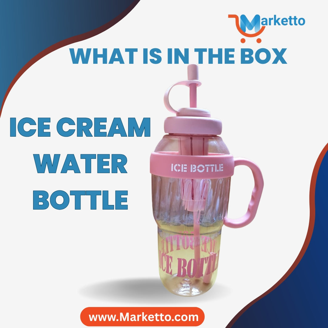 Ice Cream Design Crystal Plastic Water Bottle – Large Capacity for Kids & Adults