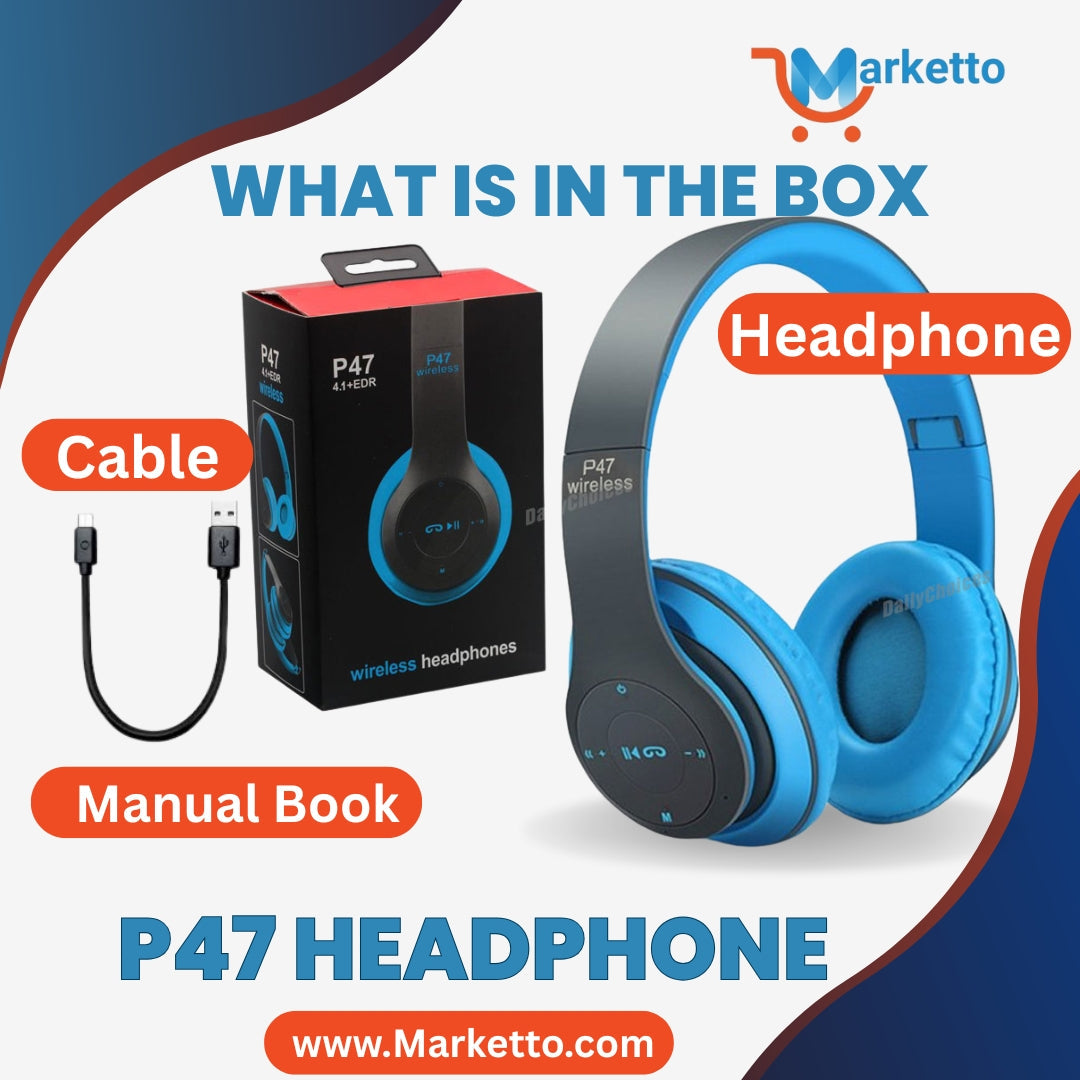 P47 Wireless Bluetooth Headphones | Stylish & Powerful Sound