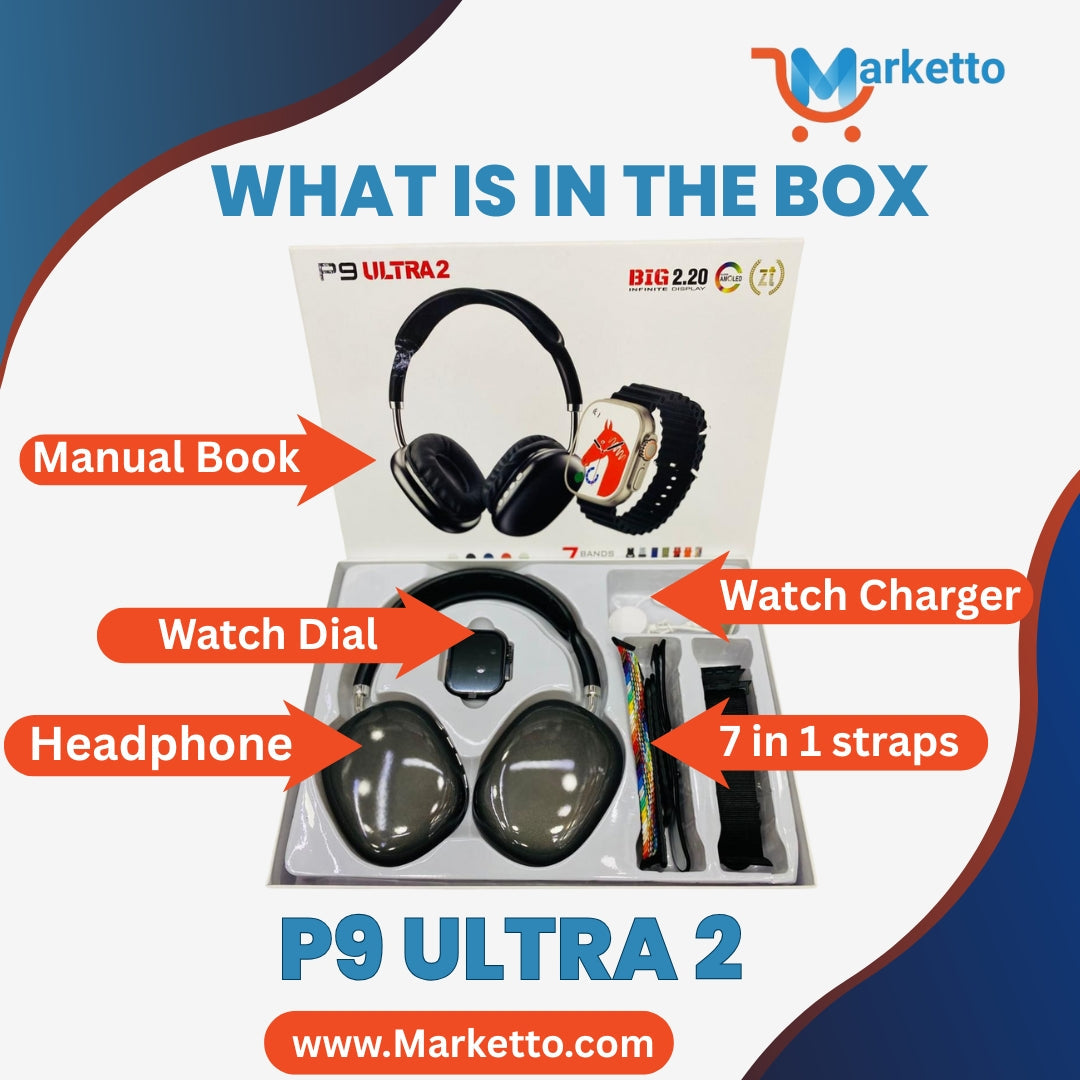 P9 Ultra 2 Combo Set Smart Watch With Headphone