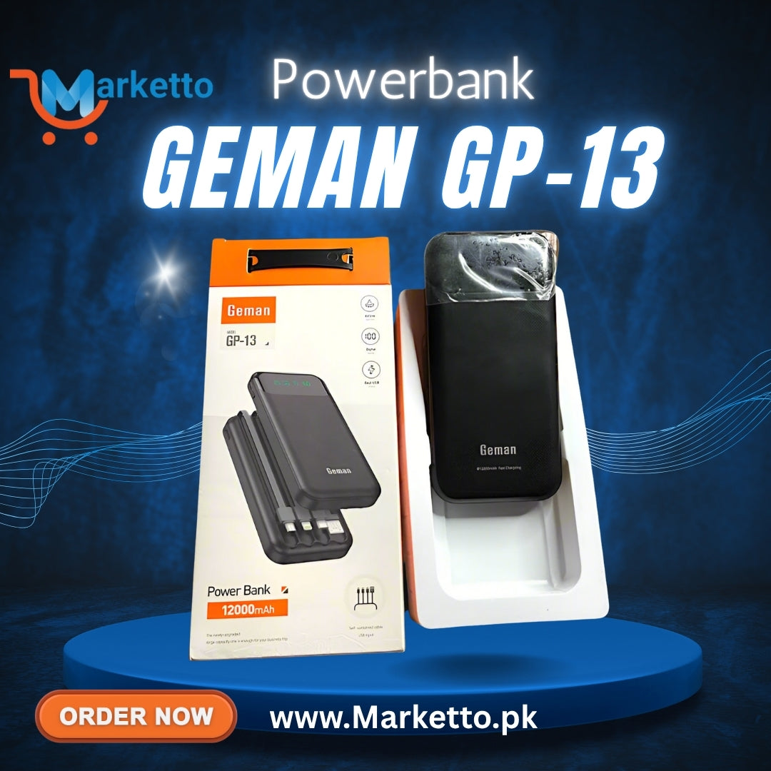 Geman GP-13 power bank with Marketto branding.