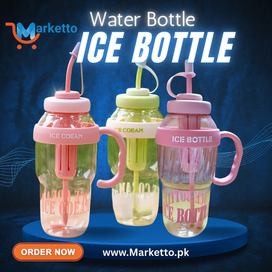 Ice Cream Design Crystal Plastic Water Bottle – Large Capacity for Kids & Adults