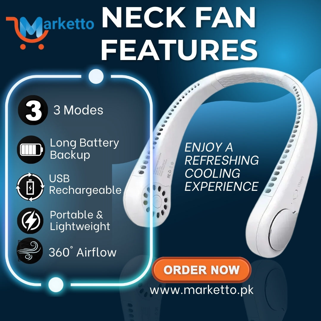 Portable Neck Fan – Rechargeable & Hands-Free Cooling
