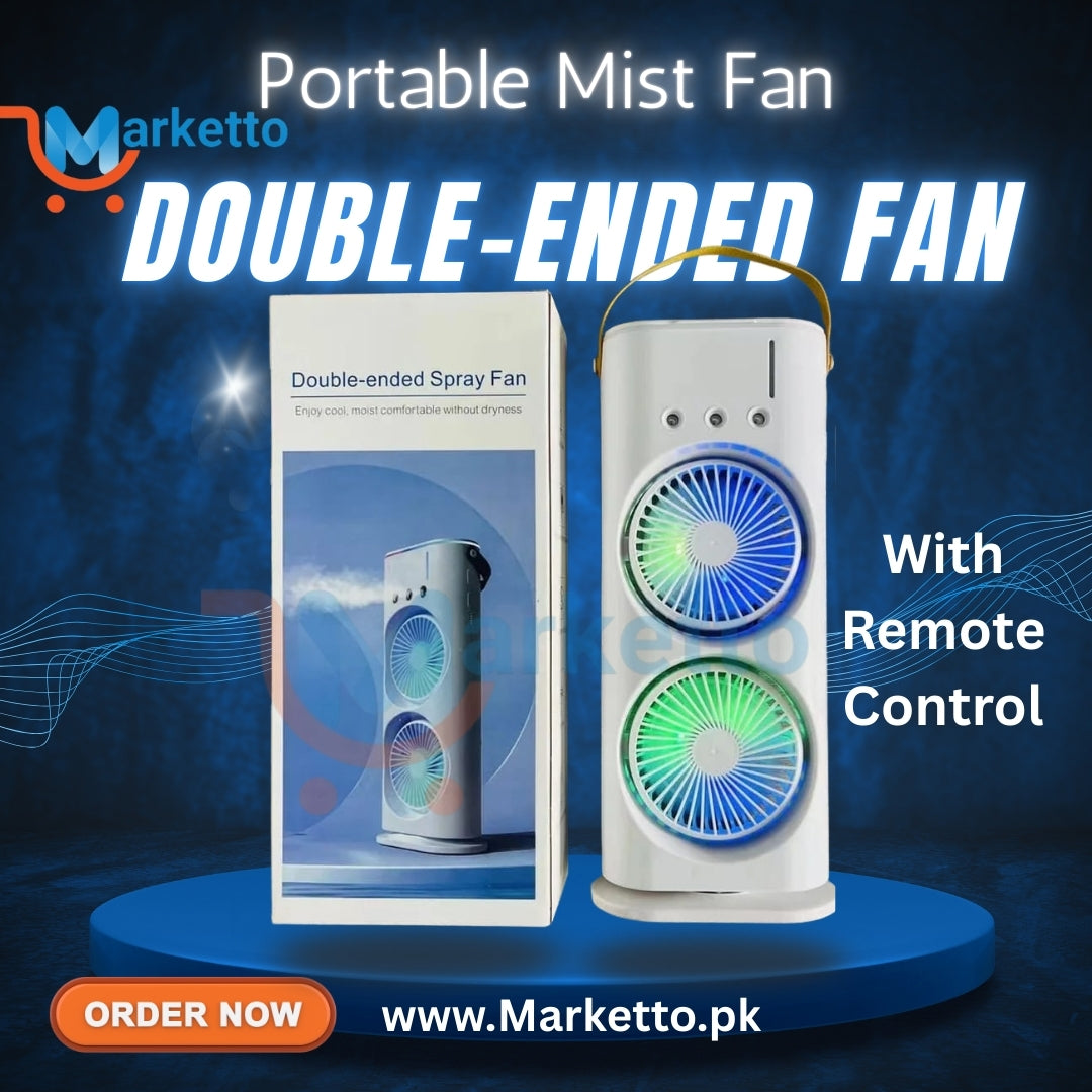 Double-Ended Spray Fan – Rechargeable Dual Cooling Mist Fan with Remote