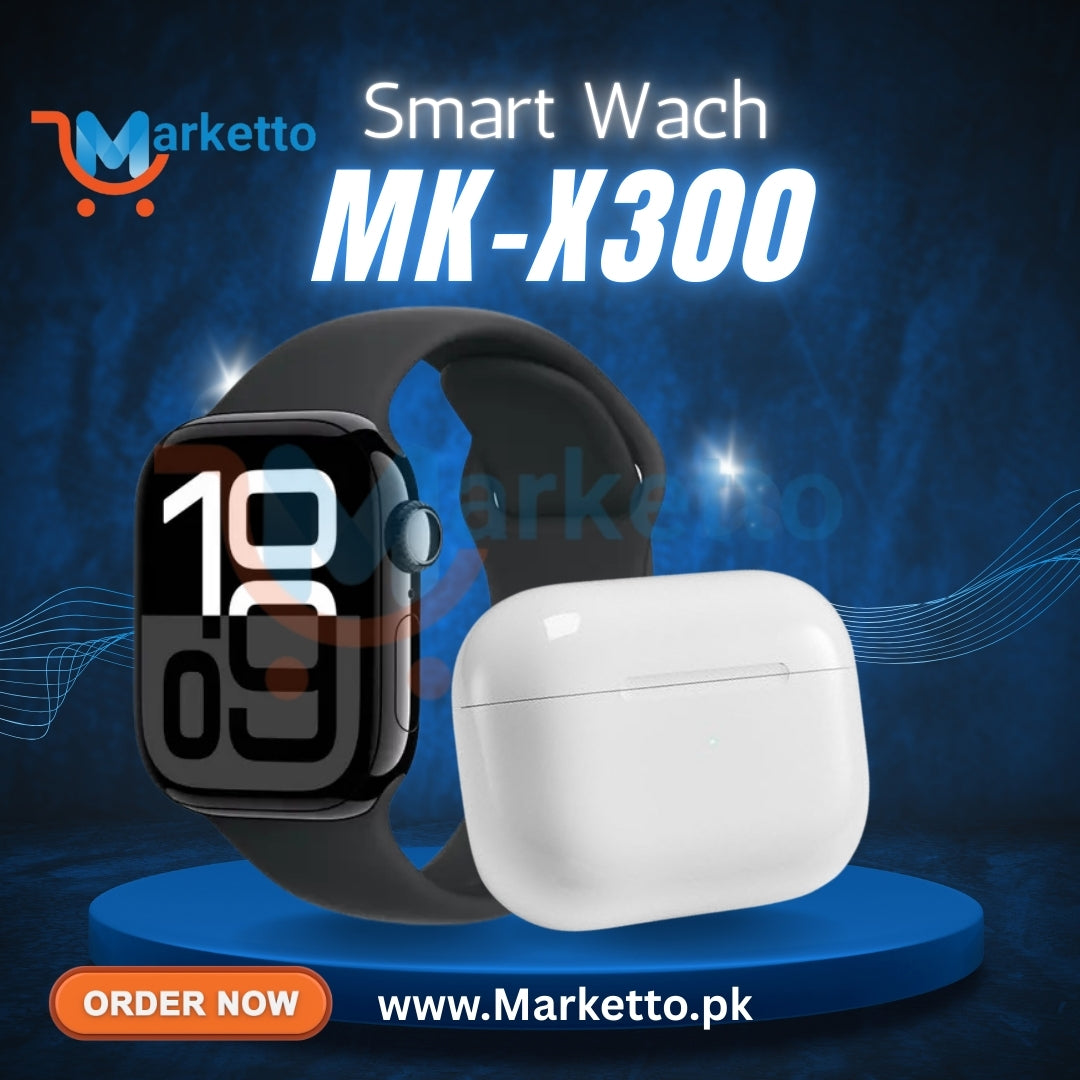 MK-X300 Series 10 Smart Watch with 7-in-1 Straps & Earbuds | Stylish, Smart & Complete Package