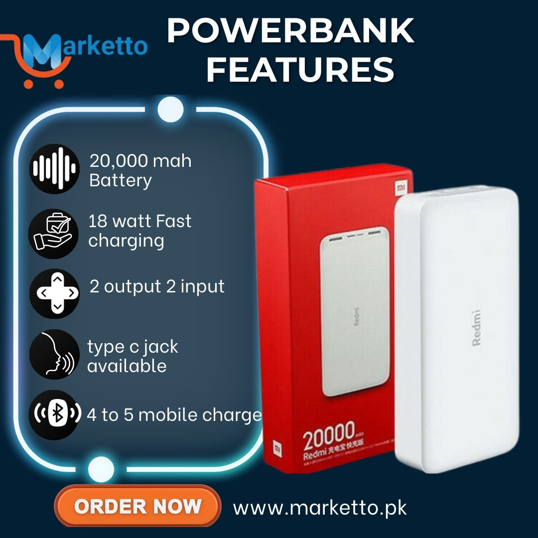 MI Redmi 20000mAh Battery 18w Fast and Original PowerBank at Marketto
