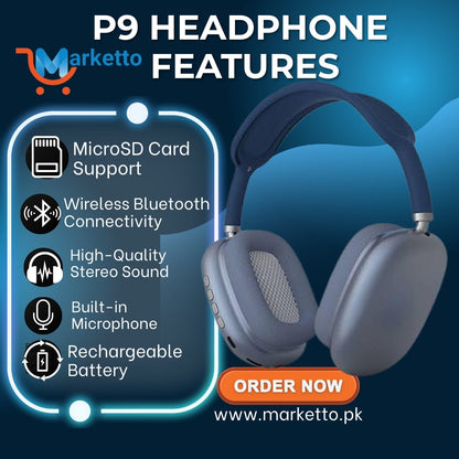 P9 Wireless Bluetooth Headphones – Stylish & Powerful Sound in Pakistan