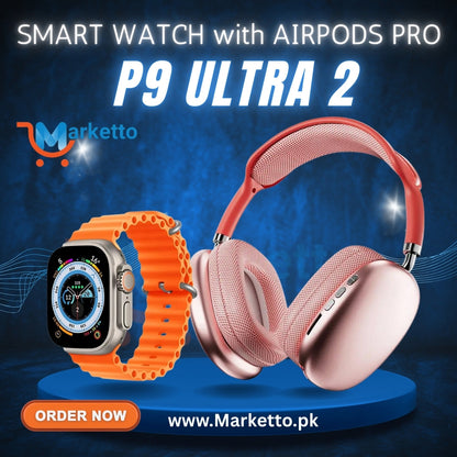 P9 Ultra 2 Combo Set Smart Watch With Headphone