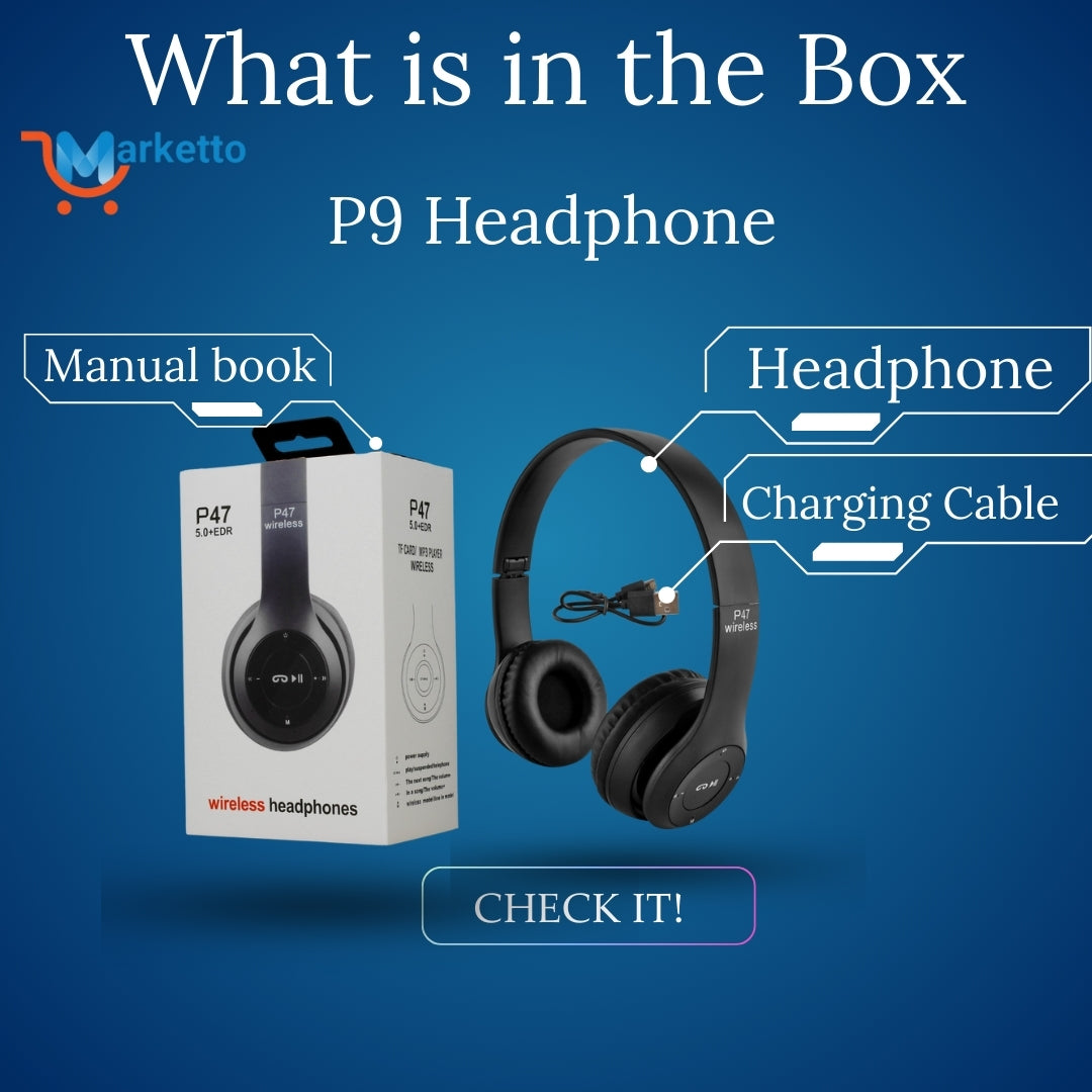 P47 Wireless Bluetooth Headphones | Stylish & Powerful Sound