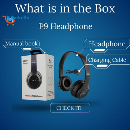 P47 Wireless Bluetooth Headphones | Stylish & Powerful Sound